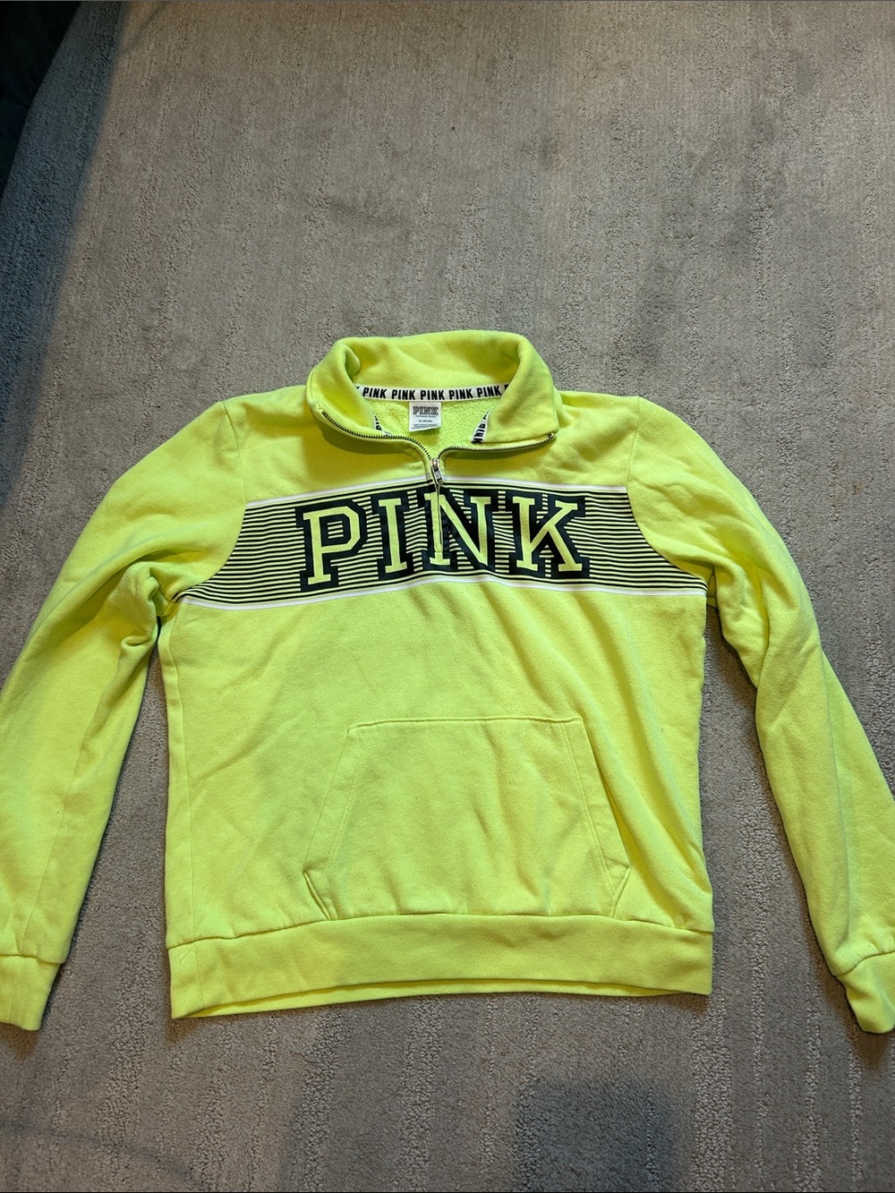 PINK Neon Yellow Quarter-Zip Pullover